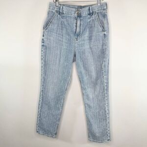 American Eagle Outfitters Light Wash Rainbow Pinstripe Mom Jean Straight Leg Ope